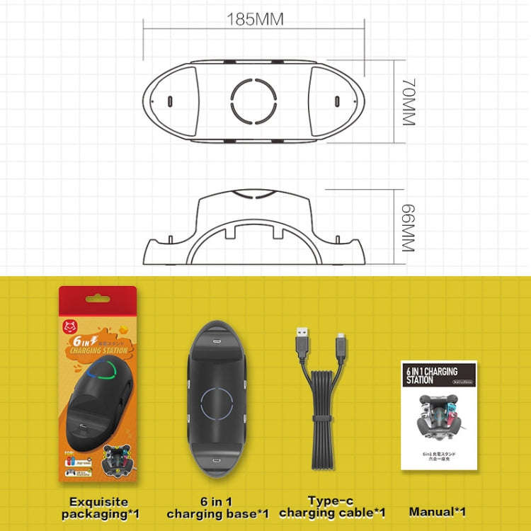 For Nintendo Switch / Switch Pro SW168 6 in 1 Joycon Gamepad Holder Charger Handle Storage Bracket
