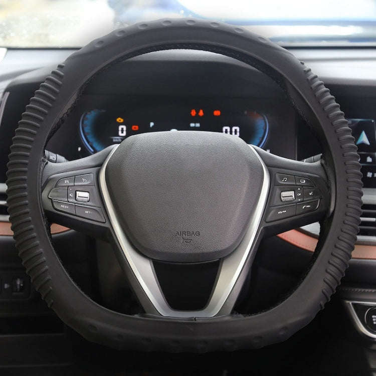 Silicone Non-slip Wear-resistant Concave Point Car Steering Wheel Cover, Size: 34-38cm(Black)