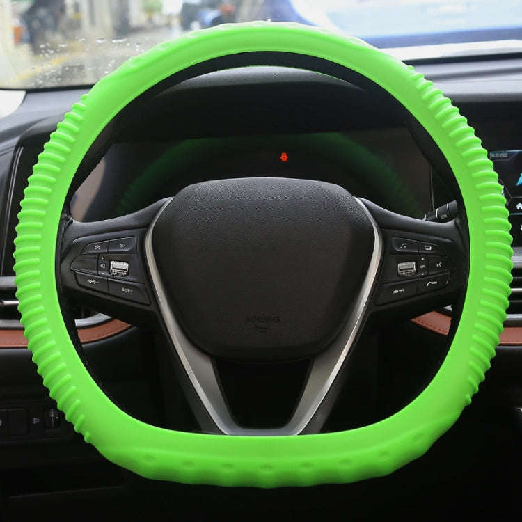 Silicone Non-slip Wear-resistant Concave Point Car Steering Wheel Cover, Size: 34-38cm(Green)