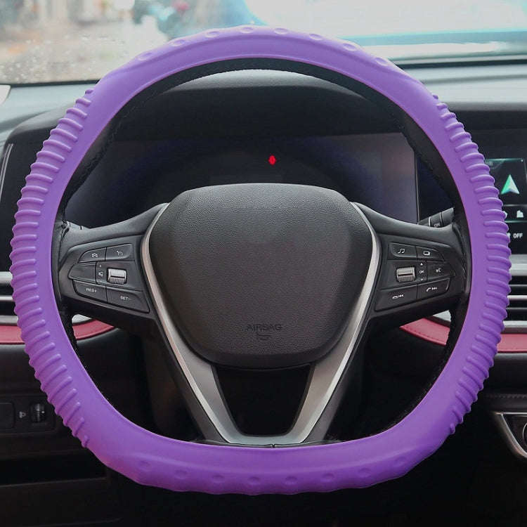 Silicone Non-slip Wear-resistant Concave Point Car Steering Wheel Cover, Size: 34-38cm(Purple)
