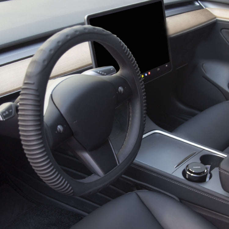 Silicone Non-slip Wear-resistant Concave Point Car Steering Wheel Cover, Size: 34-38cm(Blue)