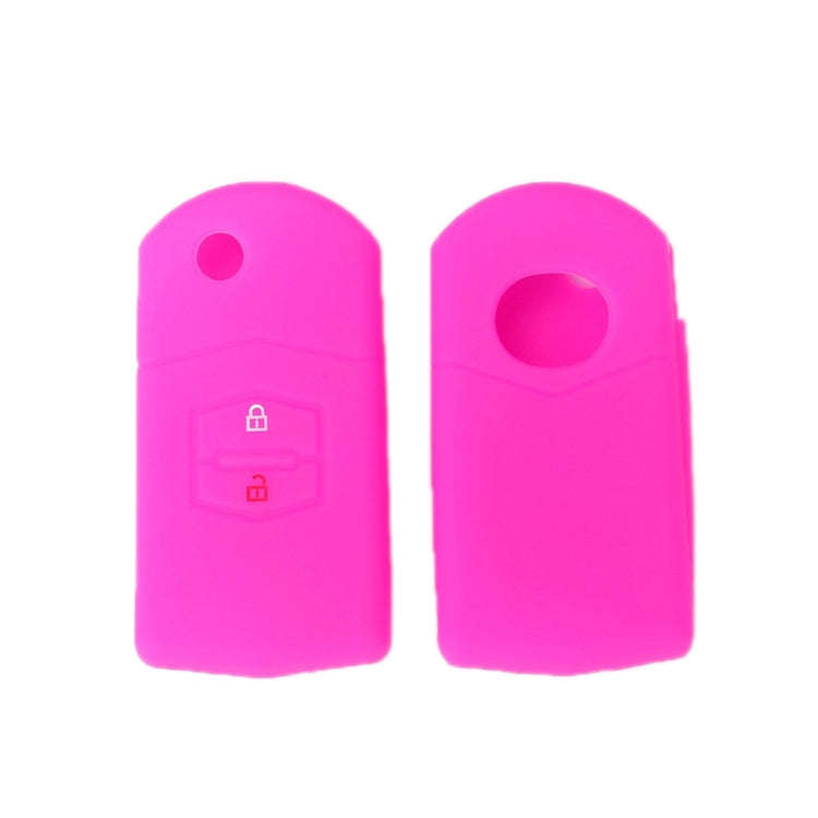 For Mazda M6/CX-5 2pcs Remote Control Folding 2 Button Silicone Case(Rose Red)