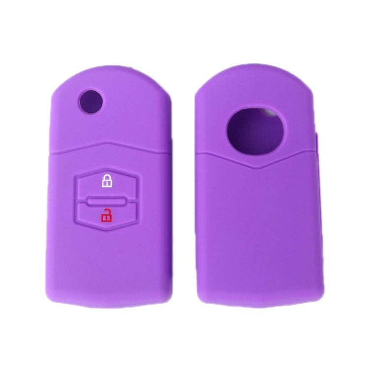 For Mazda M6/CX-5 2pcs Remote Control Folding 2 Button Silicone Case(Purple)