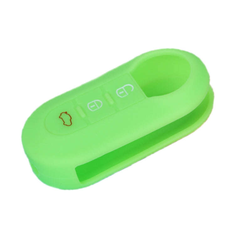 For Fiat 500 2pcs Folding 3 Button Remote Control Silicone Case(Luminous Green)