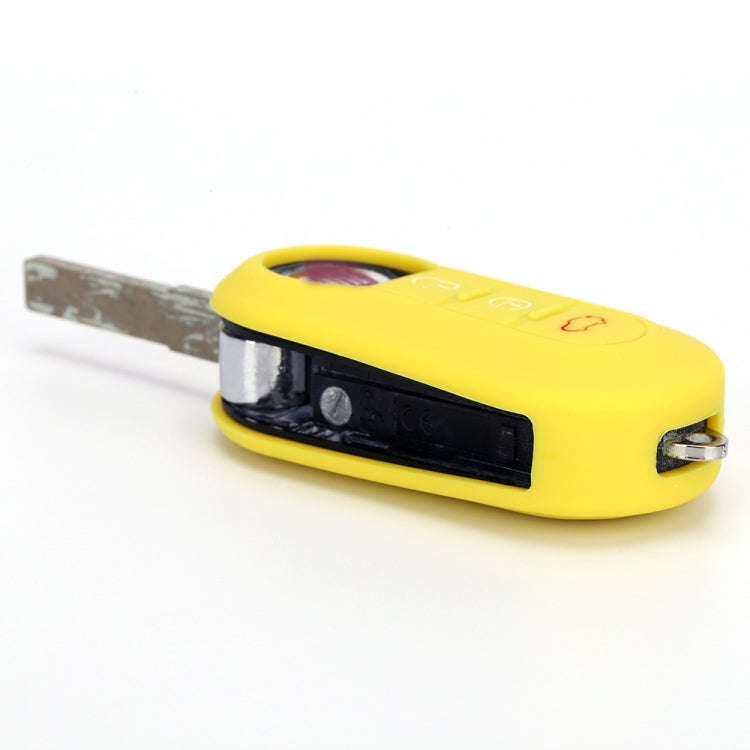 For Fiat 500 2pcs Folding 3 Button Remote Control Silicone Case(Yellow)