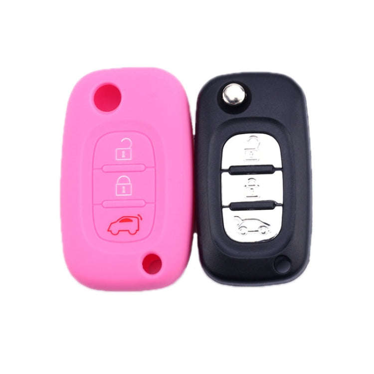 For Mercedes-Benz Smart Folding 2pcs 3 Button Silicone Key Case(Pink)