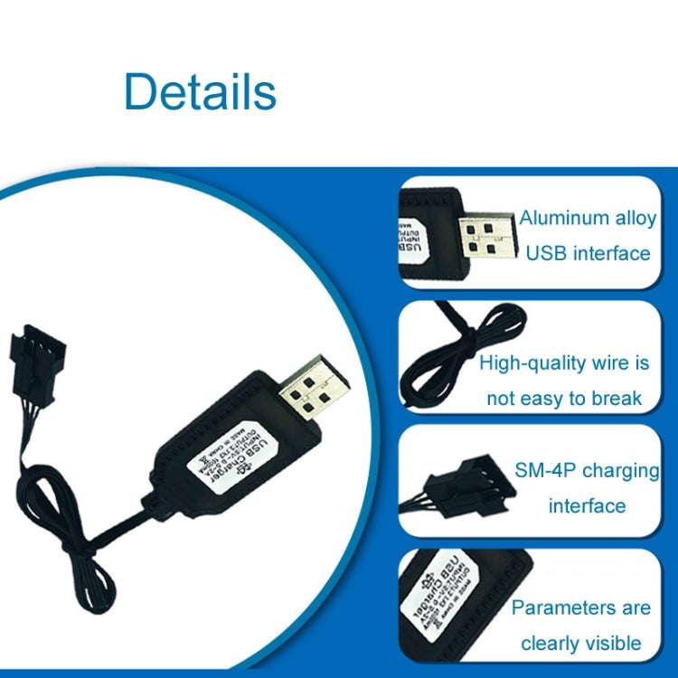 7.4V 18650 Lithium Battery USB Charging Cable(SM-4P)