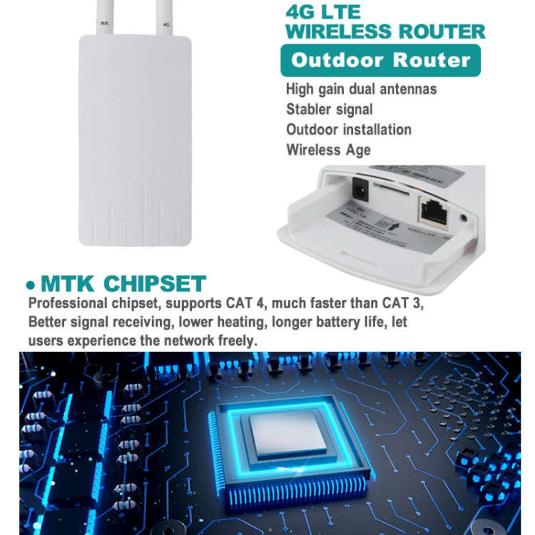 Asian Version 4G LTE Router CPE Outdoor Waterproof Mobile Router Triple Network, EU Plug