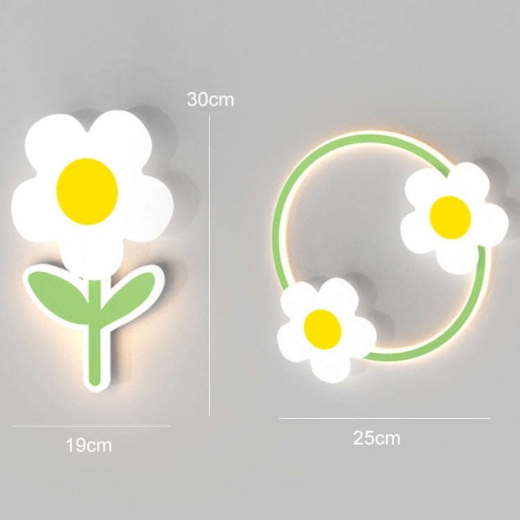 Children Room Warm Bedside Sunflower Wall Lamp, Color: Round Flowers White Light