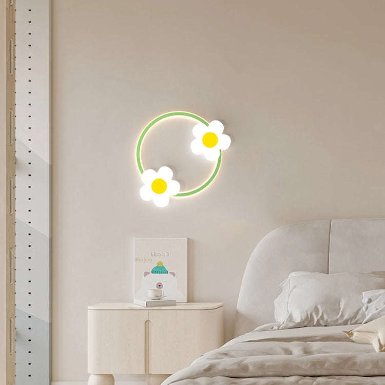 Children Room Warm Bedside Sunflower Wall Lamp, Color: Round Flowers White Light