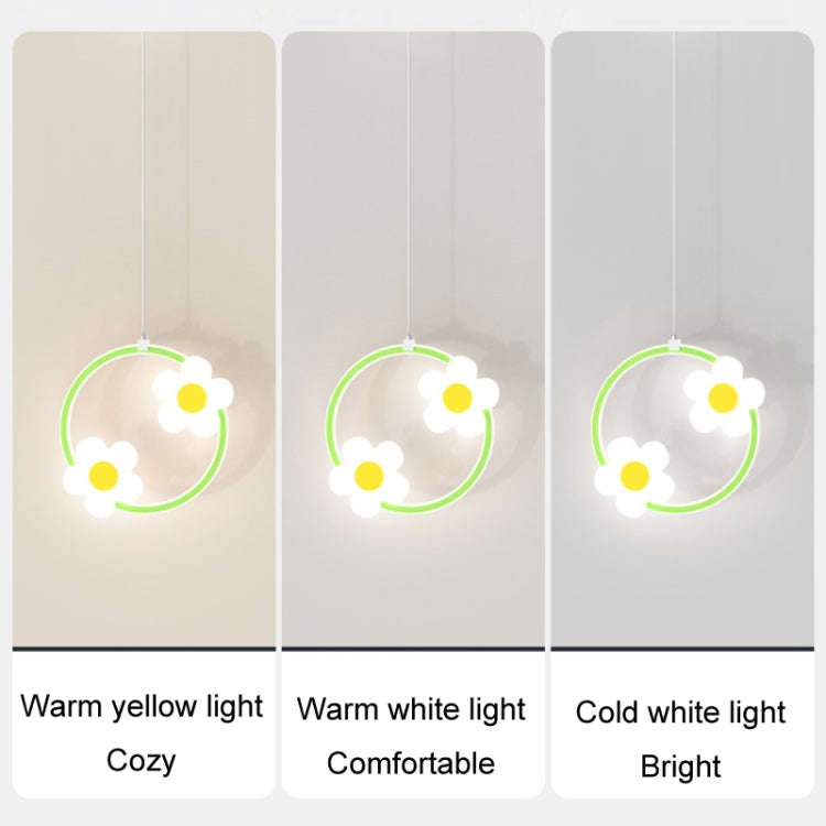 Children Room Bedside Warm Sunflower Chandelier, Color: Round Pink 3 Color Dimmer