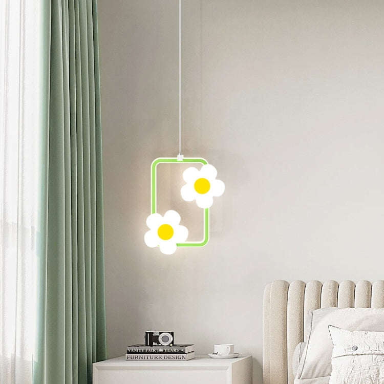 Children Room Bedside Warm Sunflower Chandelier, Color: Square Green Warm Light