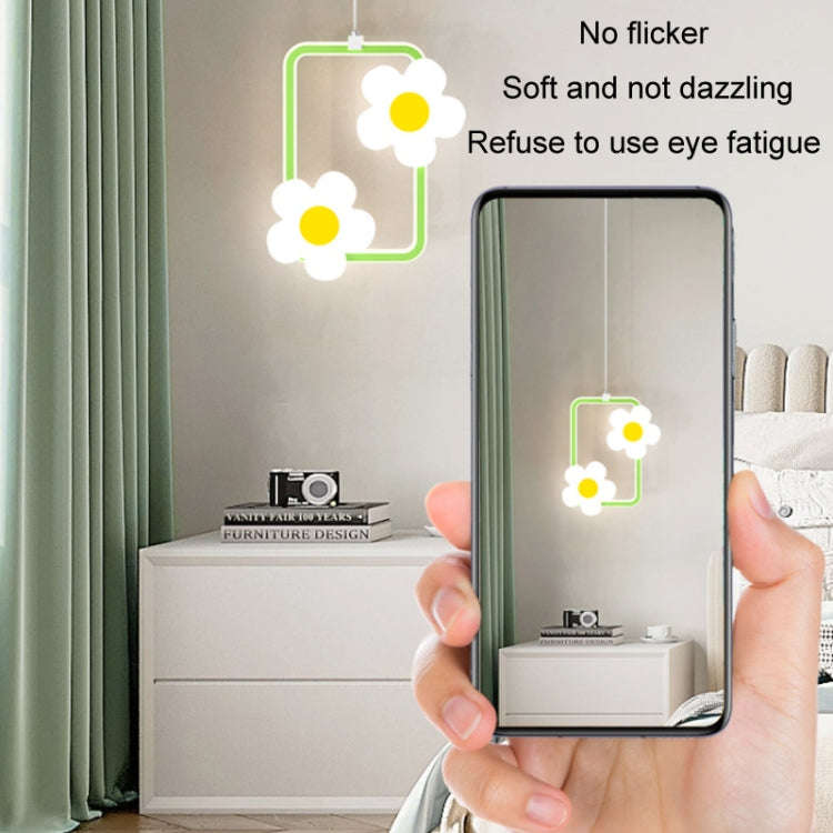 Children Room Bedside Warm Sunflower Chandelier, Color: Square Green Warm Light