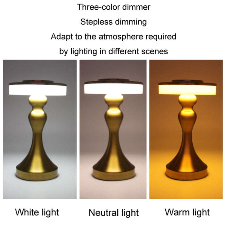 Retro Bar USB Rechargeable Metal Touch Desk Lamp, Specification: Gold(D Model)