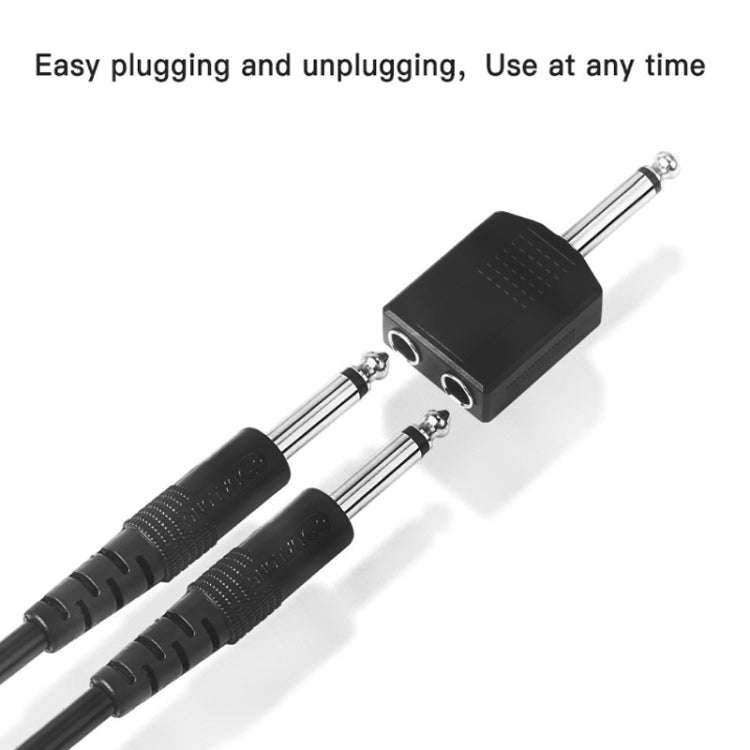 10pcs 6.5mm Male Mono To Dual 6.5mm Female Audio Conversion Connector(Black)