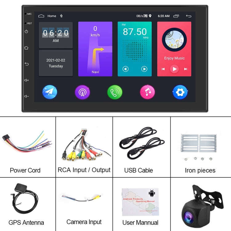A2797 7 Inch Android WiFi 2+32G Central Control Large Screen Universal Car Navigation Reversing V...