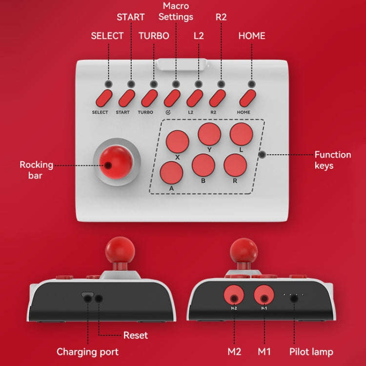 Y01 Bluetooth Wireless 2.4G Joystick Gamepad(White Red)