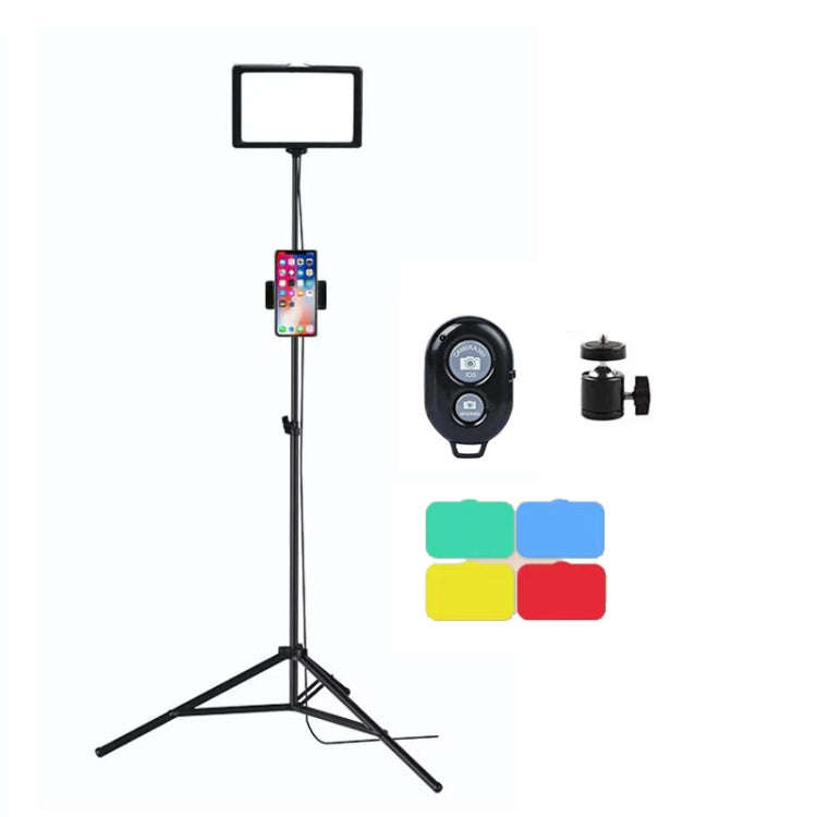 8 Inch 3200-5500K Three-color Temperature Photography Flat-panel Live Fill Light,Spec: 2.1m Brack...