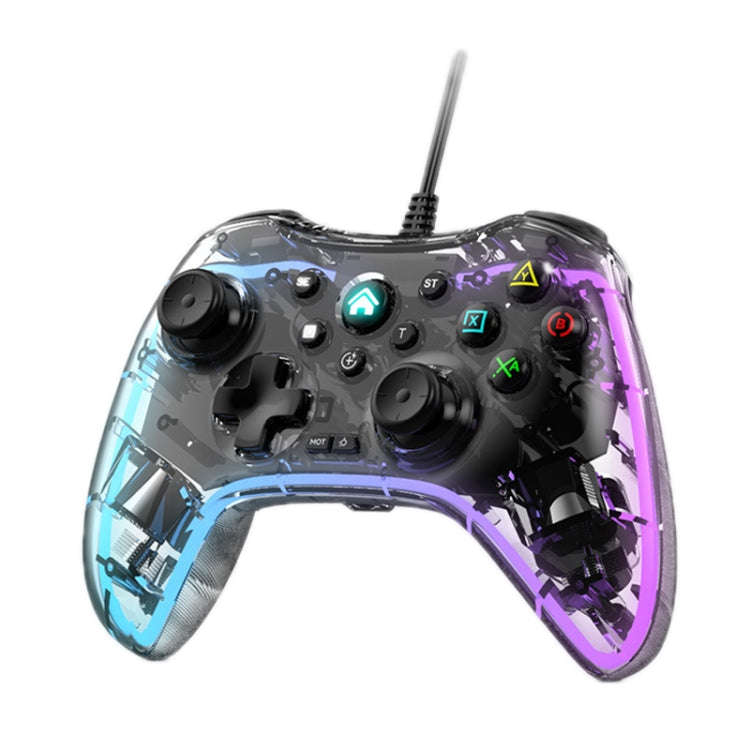 S03 Glare Transparent Wired Gamepad for Nintendo Switch/Sony PS/Computer(White)