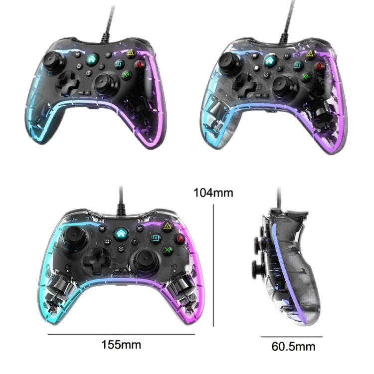 S03 Glare Transparent Wired Gamepad for Nintendo Switch/Sony PS/Computer(White)