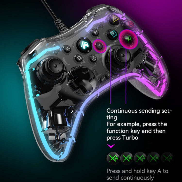 S03 Glare Transparent Wired Gamepad for Nintendo Switch/Sony PS/Computer(White)