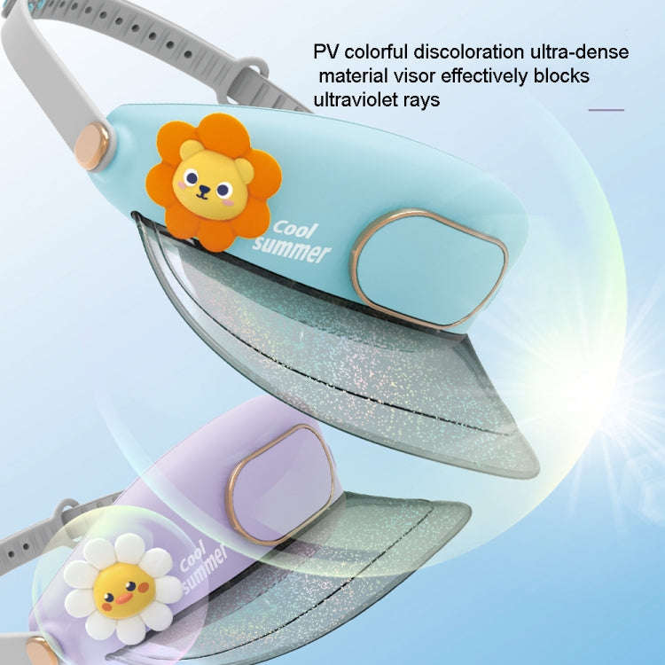 Cute Pet Bladeless Fan Hat USB Rechargeable Adjustable Speed Summer Sun Protection Sunshade Fan(F...