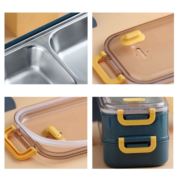 Large Capacity Refillable 304 Stainless Steel Insulated Lunch Box, Specification: 1.6L (Blue)
