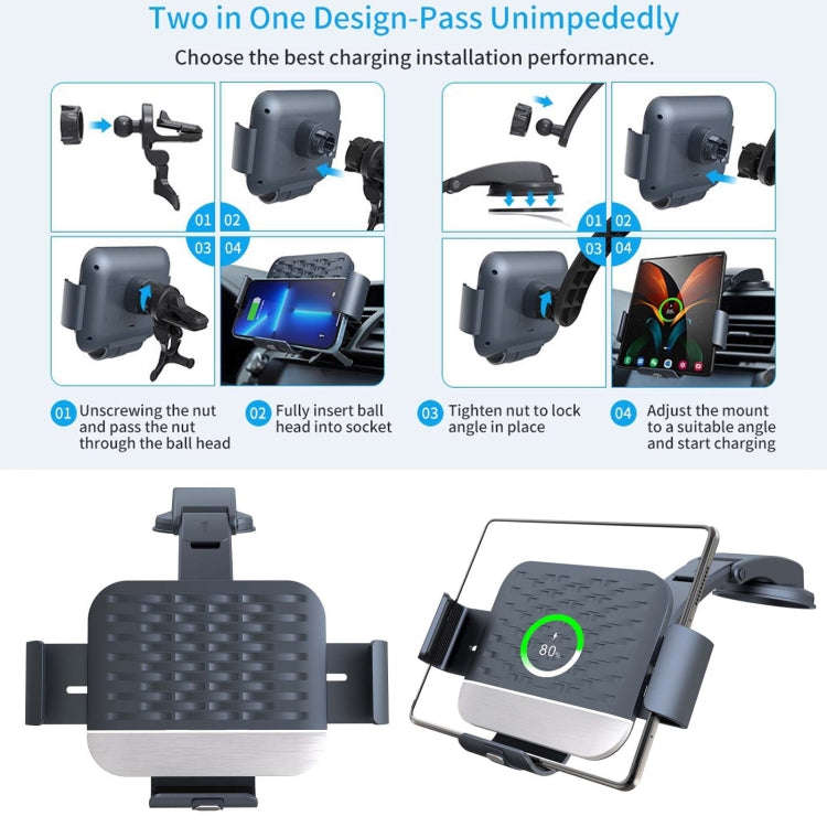 For Samsung Galaxy Z Fold4 / 3 S10 Folding Screen Mobile Phone Vehicle Bracket Dual Coil Wireless...