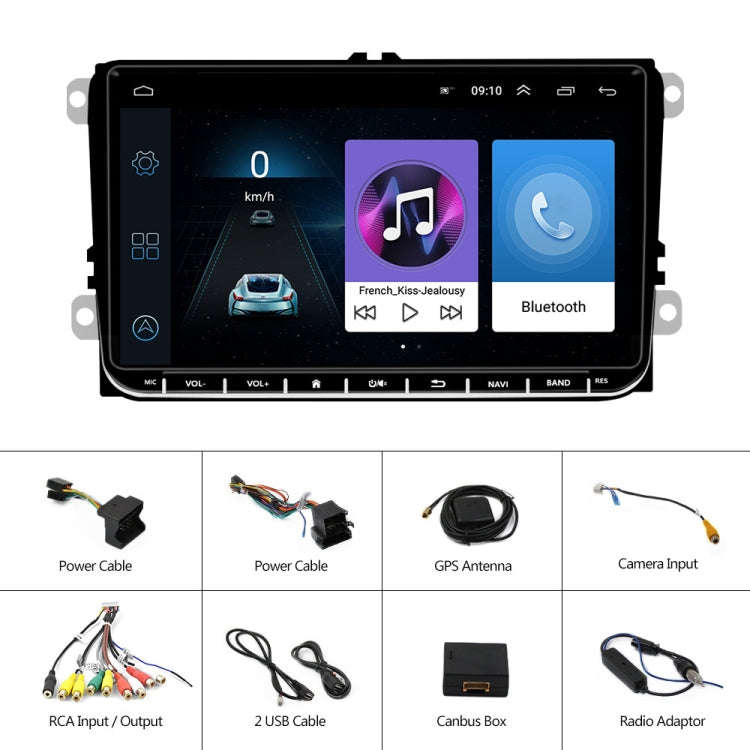 A2743 For Volkswagen 1+16G 9-inch Central Control Large Screen With Carplay Car Android10.0 Navig...
