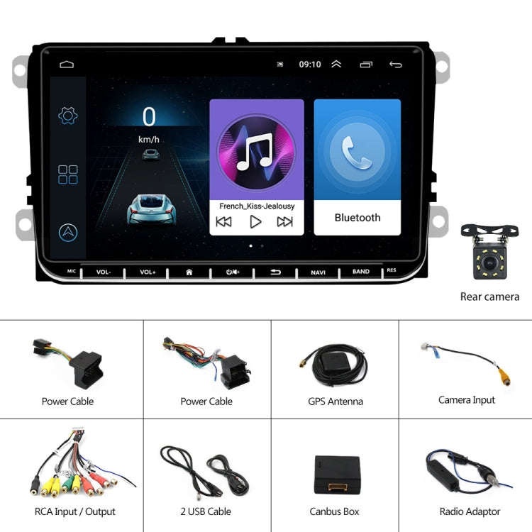 A2743 For Volkswagen 1+16G 9-inch Central Control Large Screen With Carplay Car Android10.0 Navig...