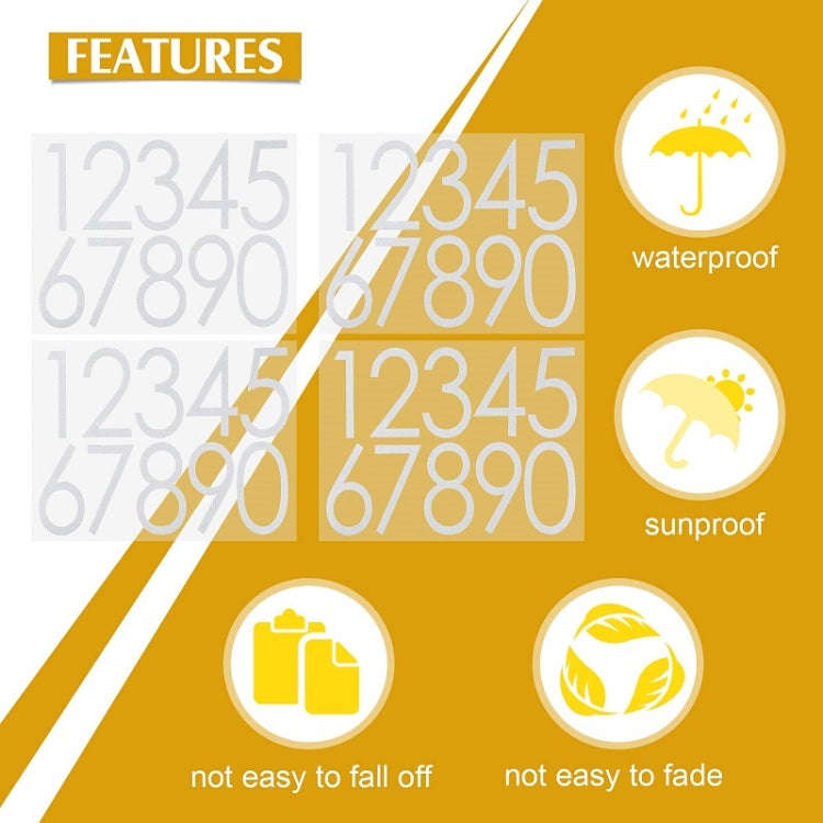 Night Reflective Mailbox Digital Number Waterproof Sticker, Size: 3 inches(White)