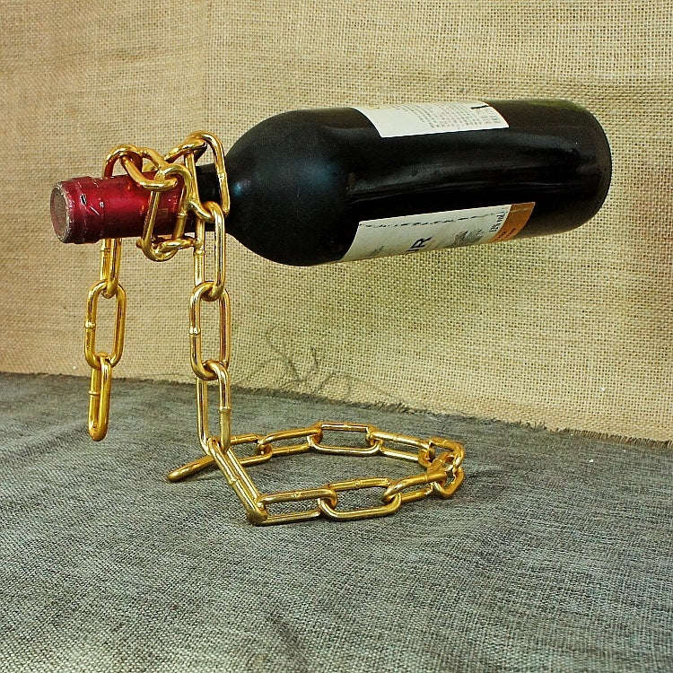 TYJJ-023 Multifunctional Three-dimensional Chain Wine Bottle Rack Home Decorative Ornaments(Gold)