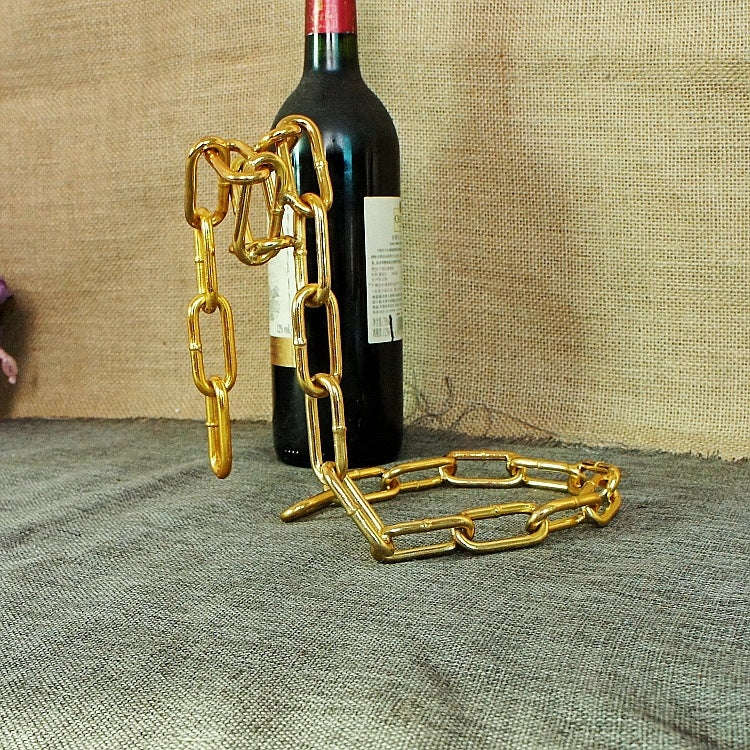 TYJJ-023 Multifunctional Three-dimensional Chain Wine Bottle Rack Home Decorative Ornaments(Gold)