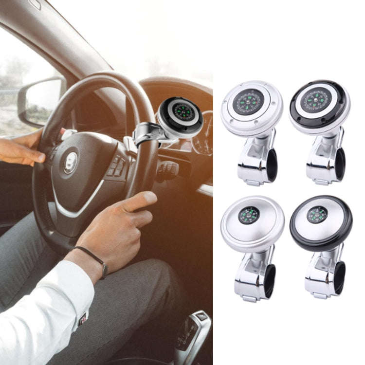 Car Steering Wheel Booster Ball Assist With Compass(A Model White)