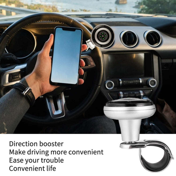 Car Steering Wheel Booster Ball Assist With Compass(A Model White)