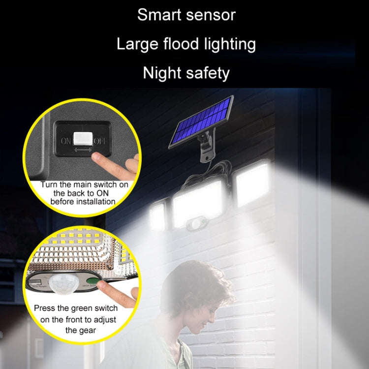 Remote Control Solar Wall Light LED Triple Rotation Sensor Flood Light, Specification: 192LED Split