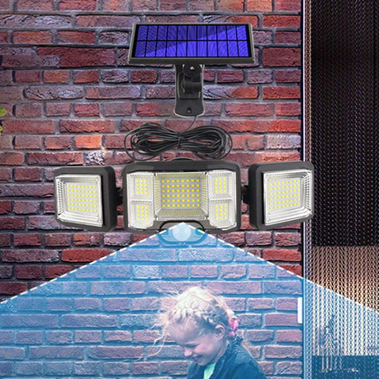 Remote Control Solar Wall Light LED Triple Rotation Sensor Flood Light, Specification: 192LED Split