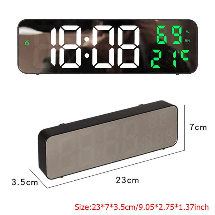671  Mirror Screen Digital LED Alarm Clock USB Plug-in/Battery Dual-use With Temperature/Humidity...