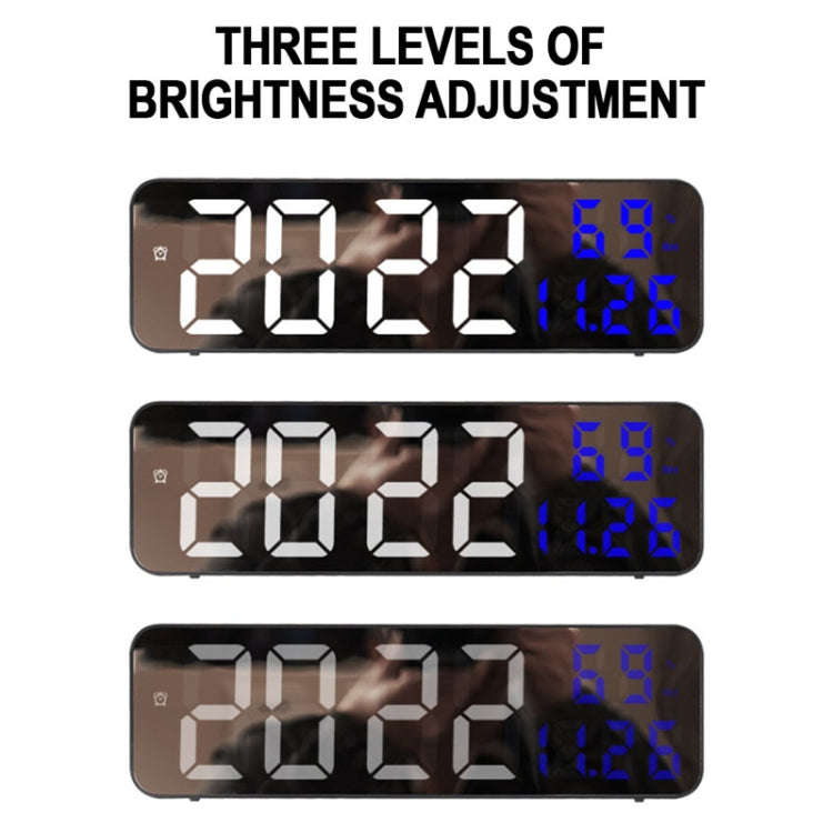 671  Mirror Screen Digital LED Alarm Clock USB Plug-in/Battery Dual-use With Temperature/Humidity...