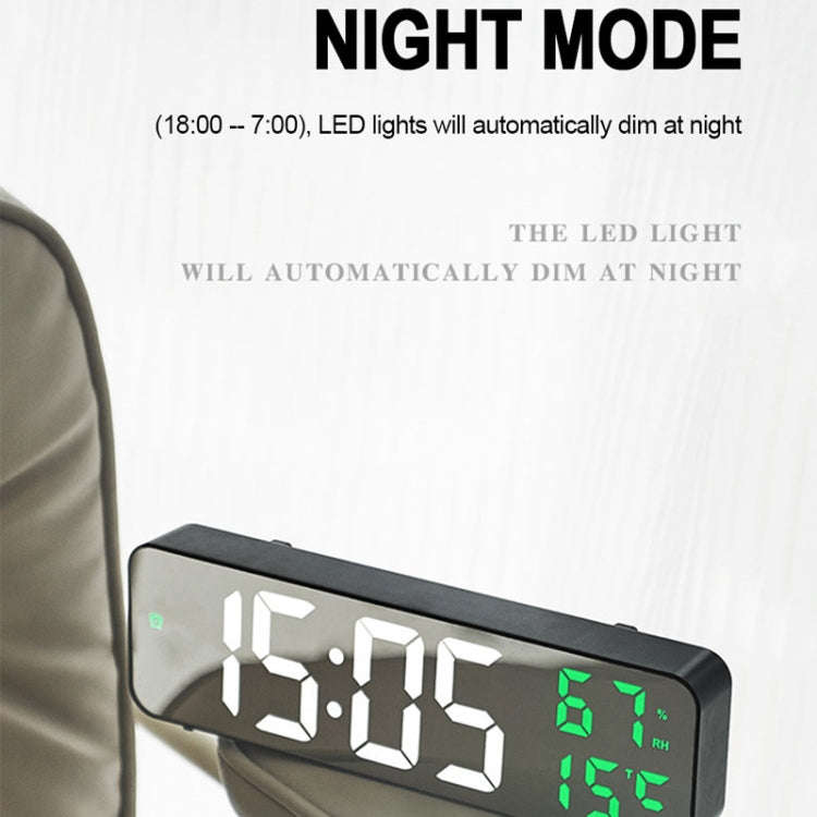 671  Mirror Screen Digital LED Alarm Clock USB Plug-in/Battery Dual-use With Temperature/Humidity...