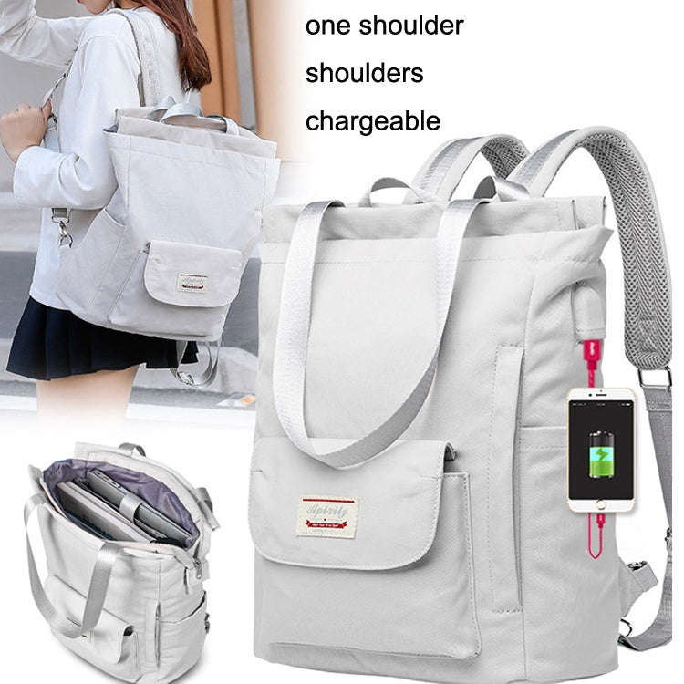 Student Backpack Waterproof USB Laptop Bag, Size: Large (Black)