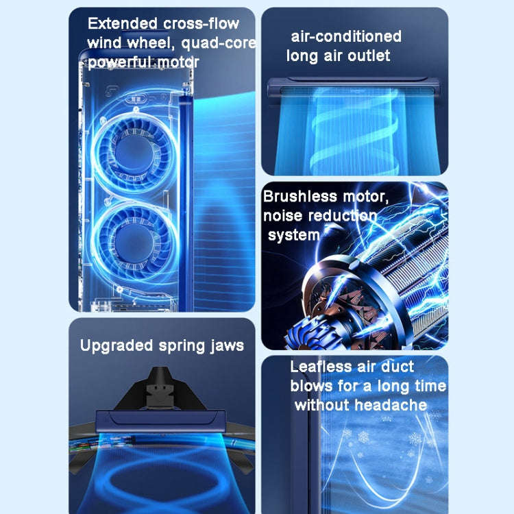 WT-F60 Laptop Computer Hanging Screen Fan USB Rechargeable Desktop Vertical Fan(Blue)