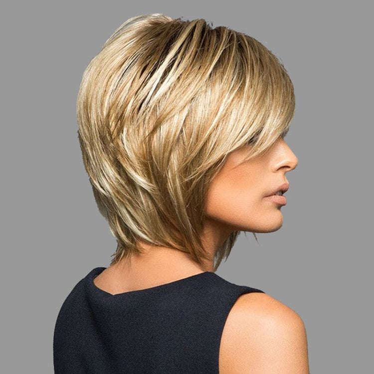Wig-401 Light Gold Women High Temperature Silk Curly Short Hair Wig