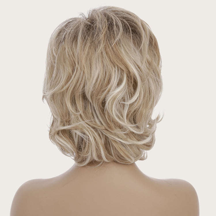 Wig-450 Gold Ladies Short Curly Hair High Temperature Silk Chemical Fiber Wig Headgear