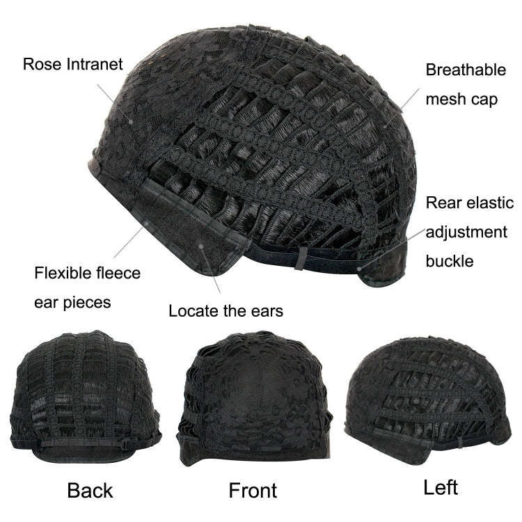 WIG-T003 Ladies High Temperature Silk Short Curly Wig Elastic Mesh Headgear(Black)