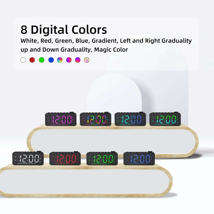 RGB Color Changing LED Digital Alarm Clock with FM Radio Built-in 8 Natural Music(Black)