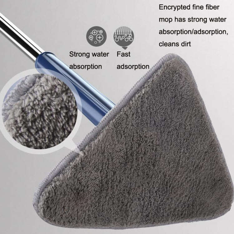 Triangular Mop Household Ceiling Cleaner Wipe Wall Tiles Imitation Hand Twist Mop with 2 Cloth(Blue)