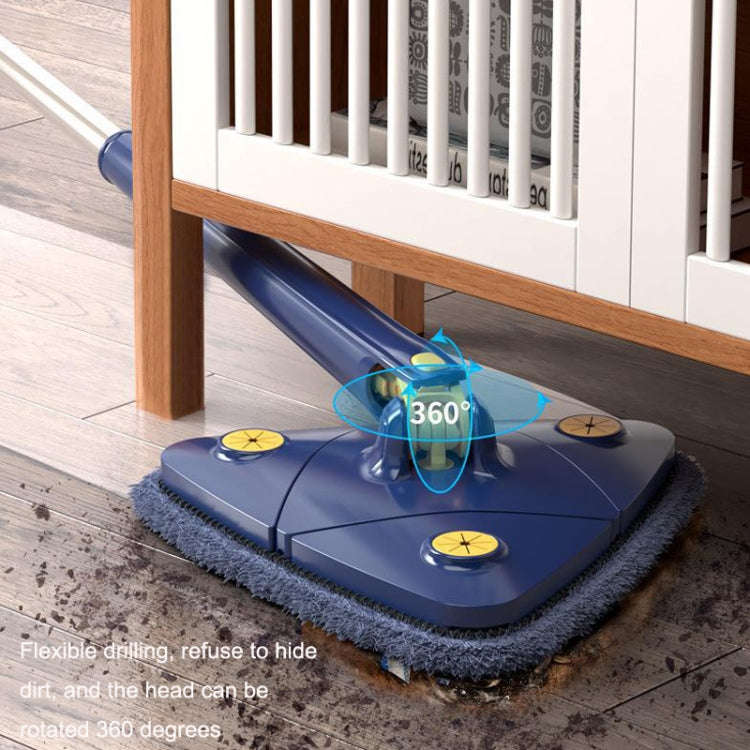 Triangular Mop Household Ceiling Cleaner Wipe Wall Tiles Imitation Hand Twist Mop with 2 Cloth(Blue)