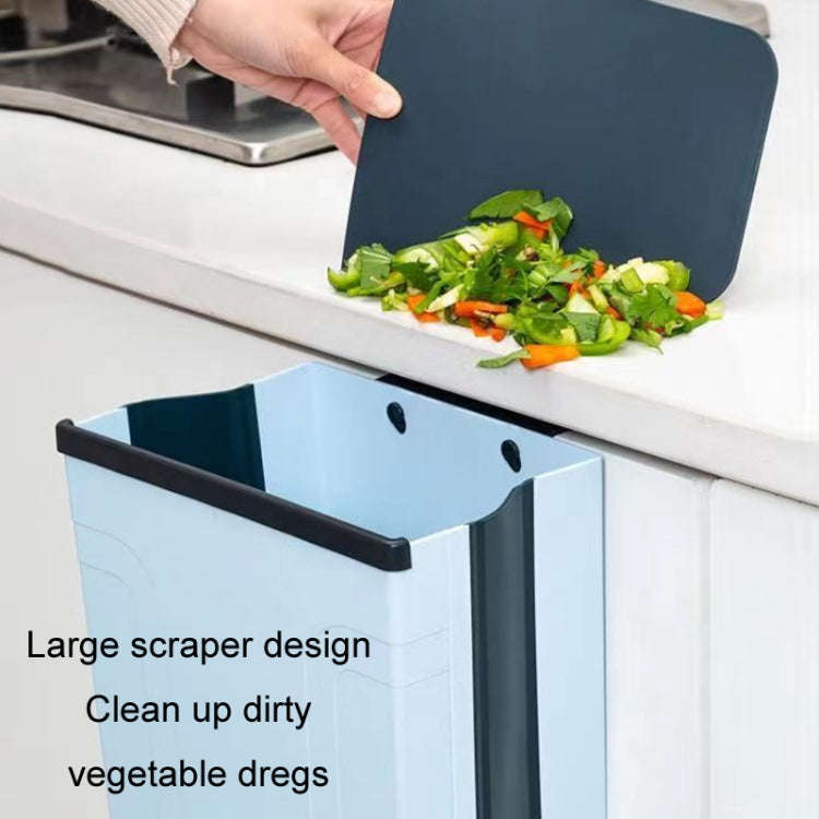 Kitchen Hanging Folding Trash Can Food Waste Storage Bin(Pink)