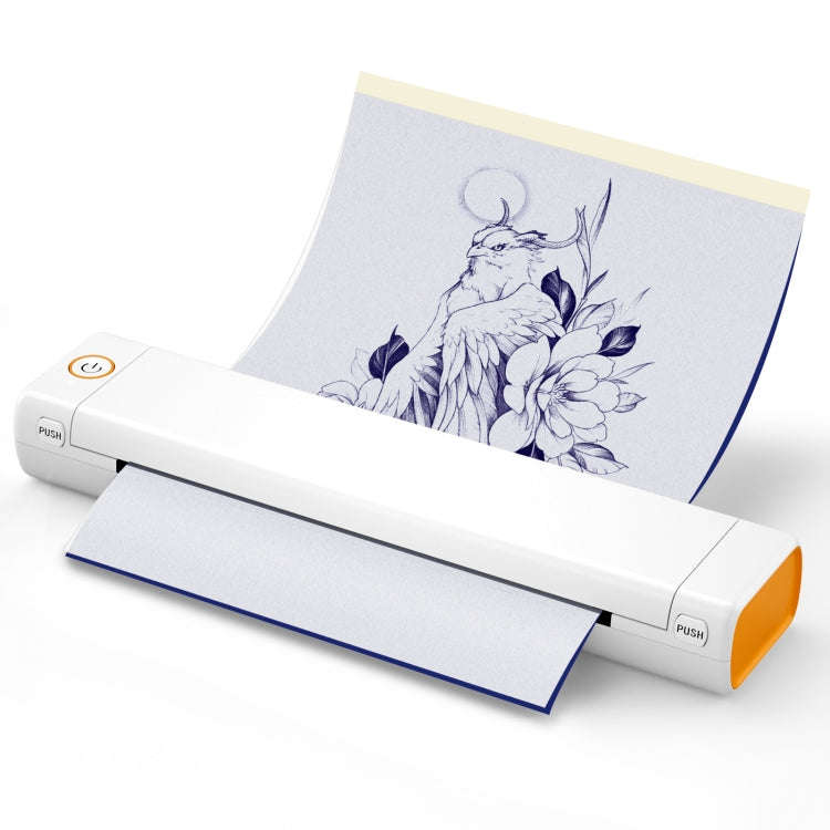 M08F Bluetooth Wireless Handheld Portable Thermal Printer(White Orange Tattoo Version)